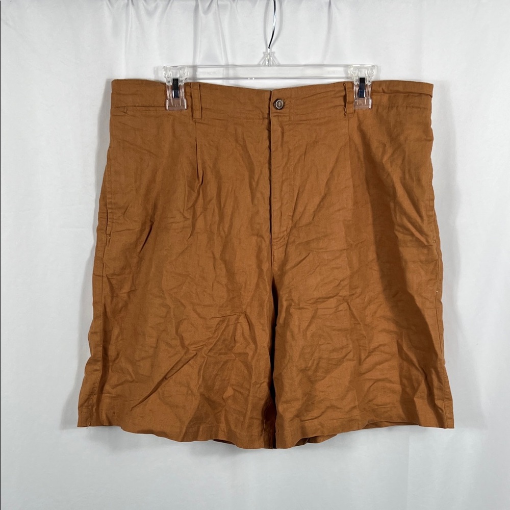 Vinatge 90’s White Stag Women’s Brown Dress Shorts Size 16 Linen Cotton